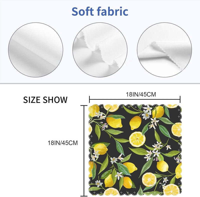 Yibeas Lemon Fruits Cloth Napkins Set of 4 Flowers Leaves Lemons Polyester Kitchen Dinner Napkins for Holiday Festive Wedding Decor 18 x 18 inch - Image 2