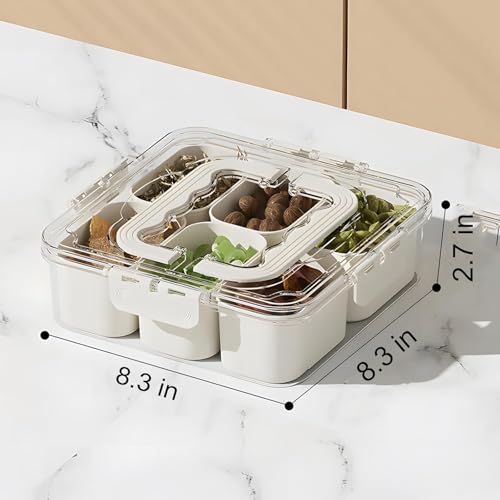 Zollyss Multi-Compartment Various Storage Container with Handle, Clear Acrylic With Sections, Airtight Lid Container Sets (Set Of 6) - Image 2
