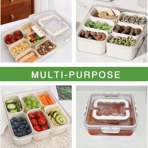 Zollyss Multi-Compartment Various Storage Container with Handle, Clear Acrylic With Sections, Airtight Lid Container Sets (Set Of 6) - Image 4
