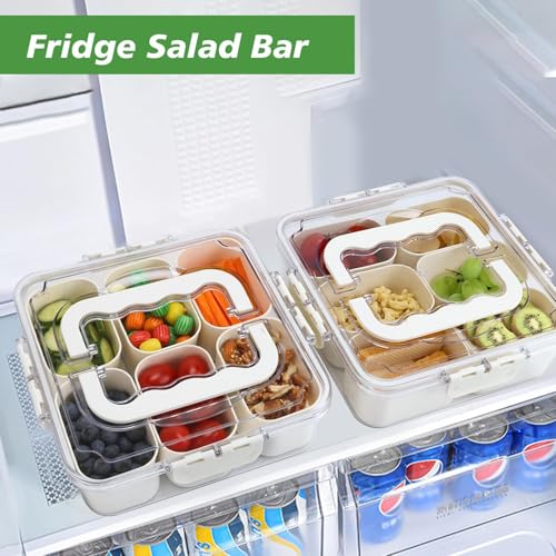 Zollyss Multi-Compartment Various Storage Container with Handle, Clear Acrylic With Sections, Airtight Lid Container Sets (Set Of 6) - Image 5