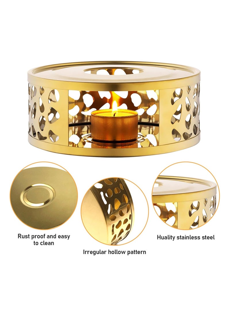 DELGREEN Teapot Warmer, Stainless Steel Teapot Warmer with Tea Light Candle Holder for Tea and Coffee Pots, Teapot Warmer Base For Home Office Tea House(Teapot not included)  - Image 2