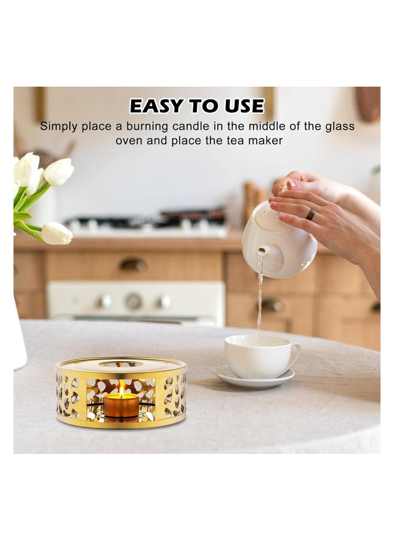 DELGREEN Teapot Warmer, Stainless Steel Teapot Warmer with Tea Light Candle Holder for Tea and Coffee Pots, Teapot Warmer Base For Home Office Tea House(Teapot not included)  - Image 4