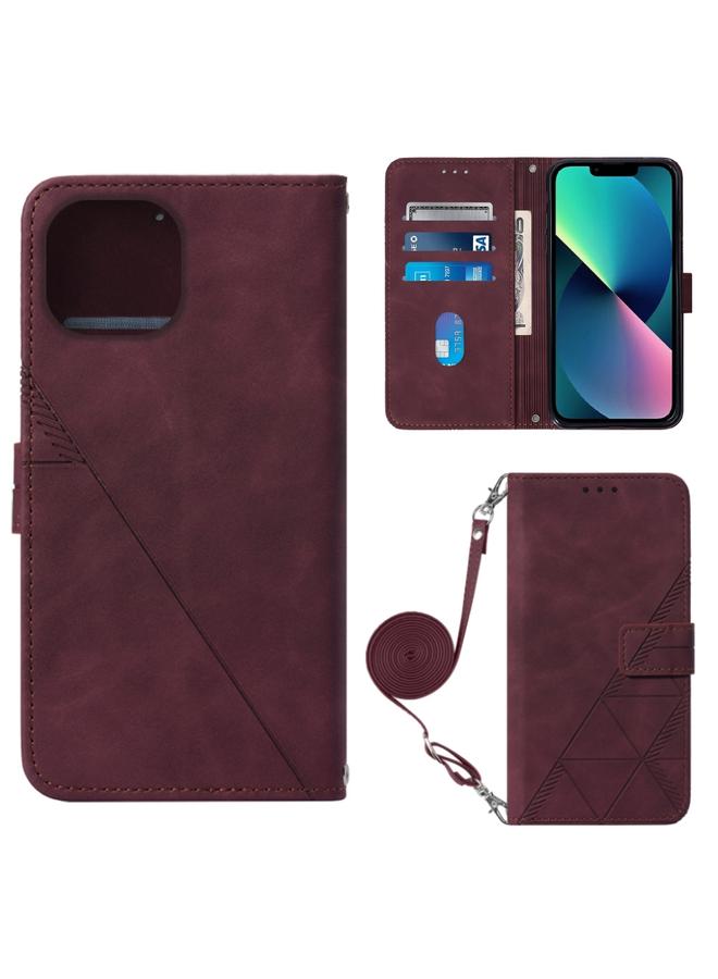 اس-توب جراب هاتف iPhone 14 Plus Crossbody من الجلد المنقوش ثلاثي الأبعاد - Image 1