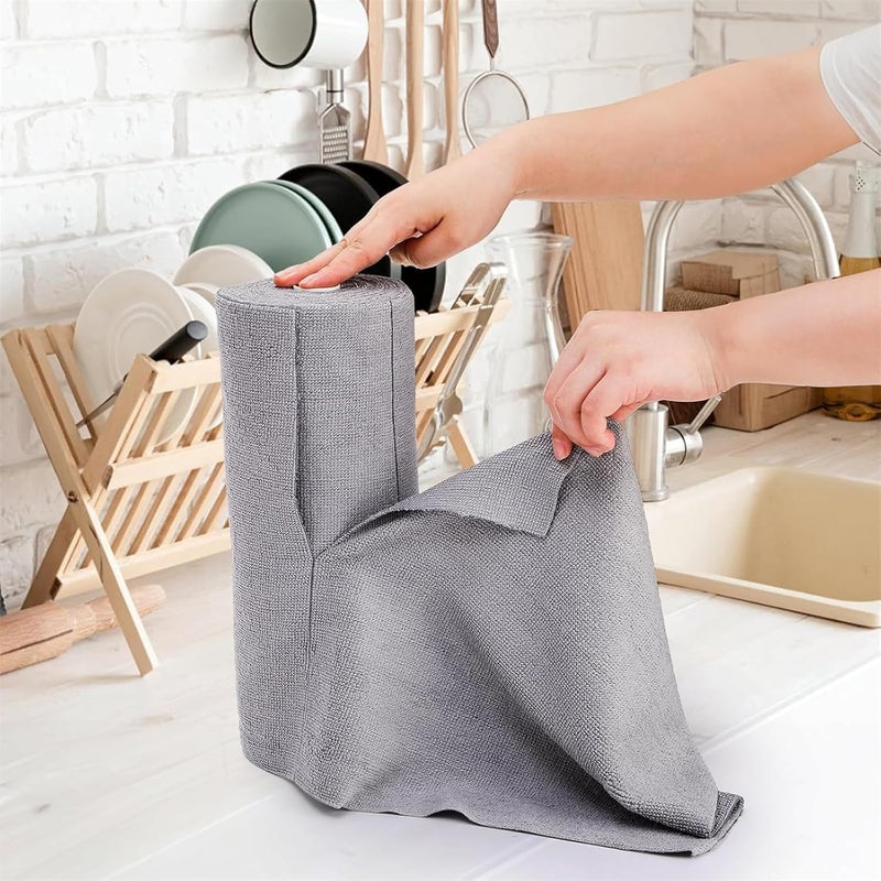Microfiber Cleaning Towels Roll, 20pcs Reusable Cloths for Kitchen & Home, Soft Scratch-Free Cleaning Rags for Glass, Dishes & Car, Lint-Free Washable Fabric - Image 1
