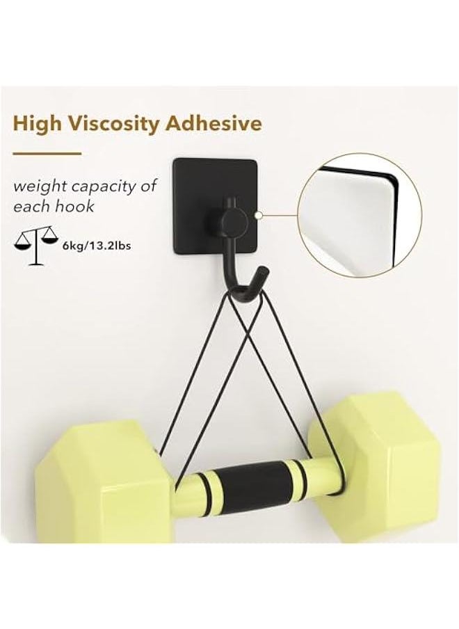 HOOKOR Self Adhesive Hooks,Heavy Duty Stick On Wall and Door Hooks for Hanging,Bathroom Towel Hooks and Kitchen Hallway Sticky Stainless Hooks,Coat Hooks Robe Hook Wall Mounted, 6 Pack (Black)  - Image 4