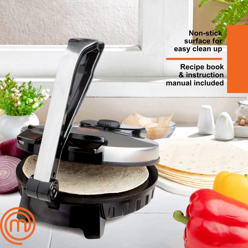 Master Chef Electric Tortilla Maker- Homemade Flatbread, Pitas, Bread, Tortillas- Heavy Duty, Non-stick Cooker is Easier than Tortilla Press, Adjustable Temperature Control and Uniform Baking, Gift - Image 4