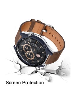 KASTWAVE Case With Tempered Glass Screen Protector Compatible for Huawei Watch GT3 46mm, 9H Hardness 360 ° All-round Protective Cover Ultra-thin Protective PC Case Cover for With Scale(Blue)  - Image 3