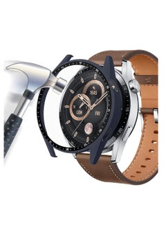 KASTWAVE Case With Tempered Glass Screen Protector Compatible for Huawei Watch GT3 46mm, 9H Hardness 360 ° All-round Protective Cover Ultra-thin Protective PC Case Cover for With Scale(Blue)  - Image 1