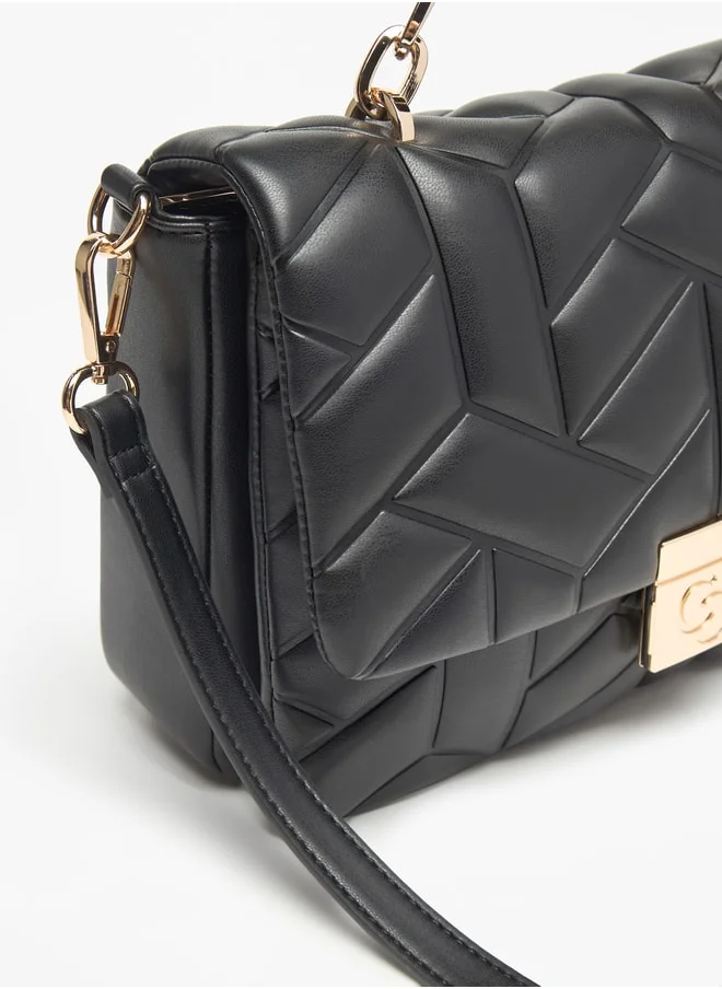 Celeste Quilted Satchel Bag with Flap Closure and Adjustable Strap