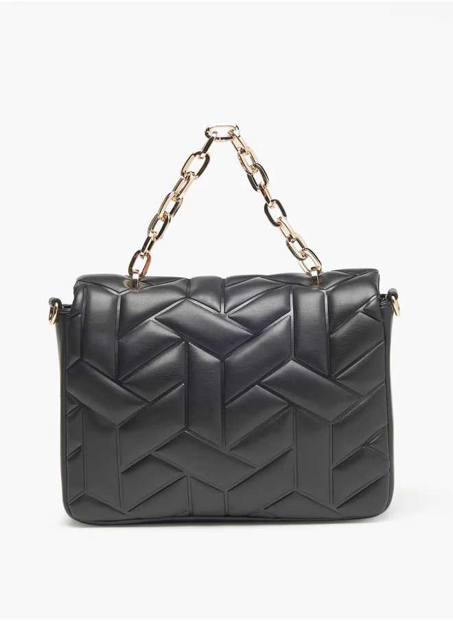 Celeste Quilted Satchel Bag with Flap Closure and Adjustable Strap