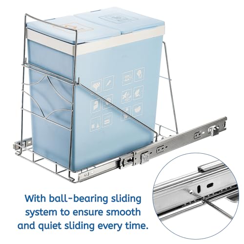 Youeon Pull Out Trash Can Under Cabinet, Adjustable Stainless Steel Under Sink Trash Can Pull Out, Slide Out Garbage Shelf, Fit for 7-11 Gallon Trash Can(Not Included) - Image 5