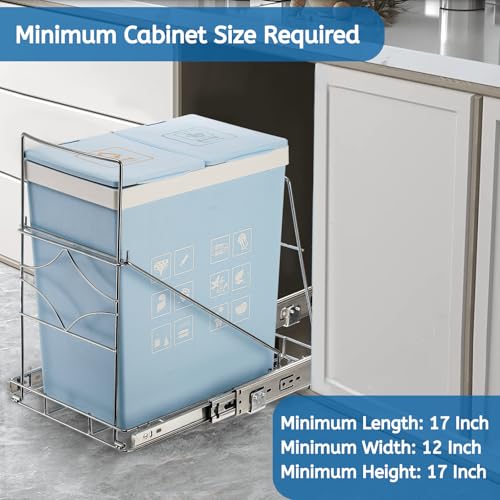 Youeon Pull Out Trash Can Under Cabinet, Adjustable Stainless Steel Under Sink Trash Can Pull Out, Slide Out Garbage Shelf, Fit for 7-11 Gallon Trash Can(Not Included) - Image 3