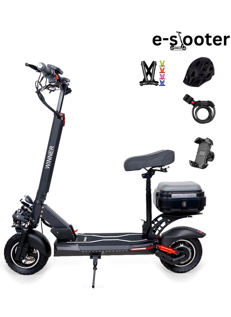 Generic VLRA C11 Thunder Electric Scooter (2025 Model) – Powerful Motor, 30-35KM Range,48v13ah Long Battery Life, Dual Brakes, Wide Non-Slip Deck, Large Digital Display with Bluetooth – Includes Free Helmet, Safety Vest, Mobile Holder & Lock  - Image 1