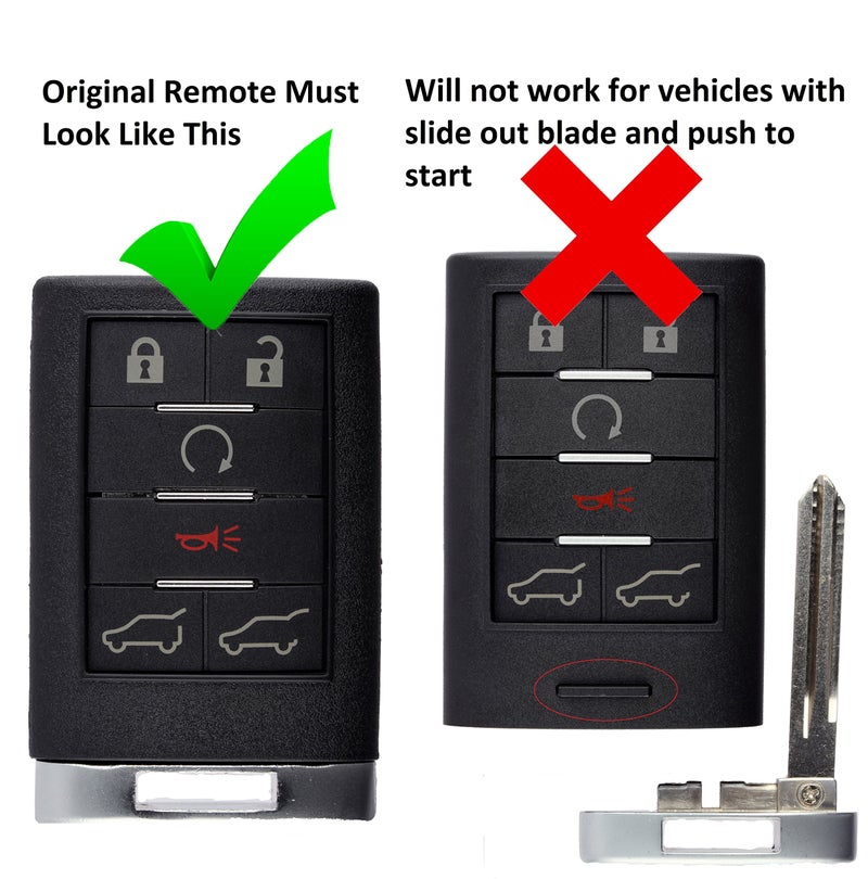 KeylessOption Keyless Entry Remote Key Fob Shell Case Button Pad Cover For Cadillac Escalade, EXT, ESV - Image 3