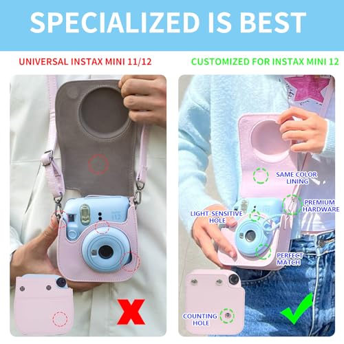 WOGOZAN Accessories Kit for Fujifilm Instax Mini 12 Instant Camera Case Album for Mini 3 Inch Film Color Filters Photo Album Frames Wall Hanging Frame DIY Sticker Blossom Pink - Image 3