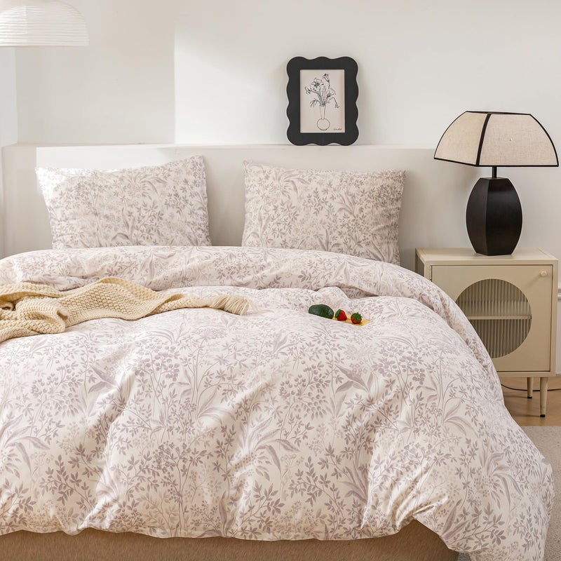 ECOCOTT Duvet Cover Queen Size Floral Pattern Printed Duvet Cover Set  Super Soft Comforter Quilt Cover with Zipper Closure 4 Ties - Image 2