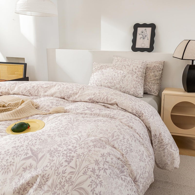 ECOCOTT Duvet Cover Queen Size Floral Pattern Printed Duvet Cover Set  Super Soft Comforter Quilt Cover with Zipper Closure 4 Ties - Image 4