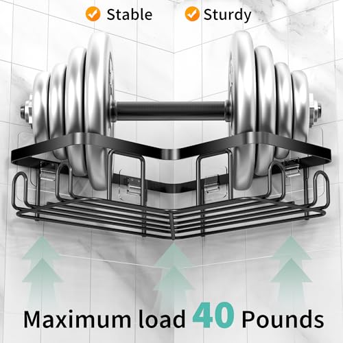 MOFOROCO 3-Pack Corner Shower Caddy Organizer Shelf, Organization with Soap Holder, Adhesive Shower Shelves Rustproof for Bathroom Shower Storage Basket Shower Accessories(Matte Black) (JLJ001) - Image 2