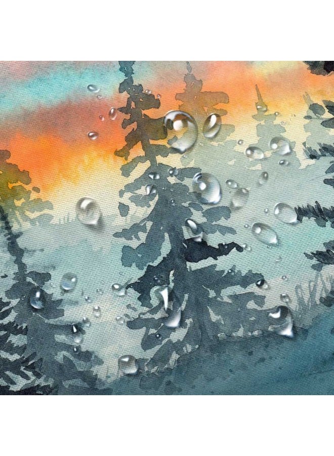 MERCHR Watercolor Forest Shower Curtain, Blue Woodland Grey Pine Coniferous Tree Country Natural Polyester Fabric Waterproof Bath Curtain, Landscape Bathroom Shower Curtains with Hooks, 47X64 inch - Image 4