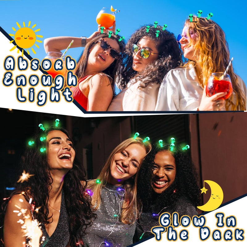 Luinabio 30 Pcs Mini Alien Glow in the Dark Hair Clips Alien Hairpins for Space Theme Party Funny Hair Clips Halloween Accessories for Rave Music Festival - Image 5