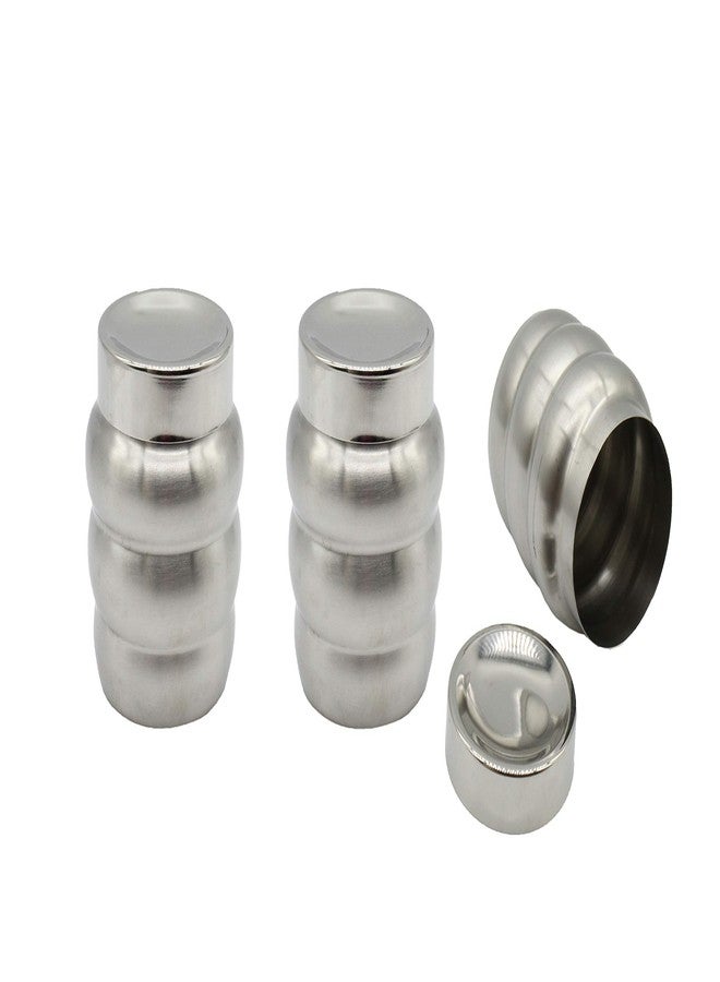 eKitchen Ribbed Small Size - 450 ml Steel Fridge Container, Tea Coffee & Sugar Container, Utility Box, Spice Container, Oil Container, Pickle Container & Salt Pepper Container (Pack of 3, Silver) - Image 1