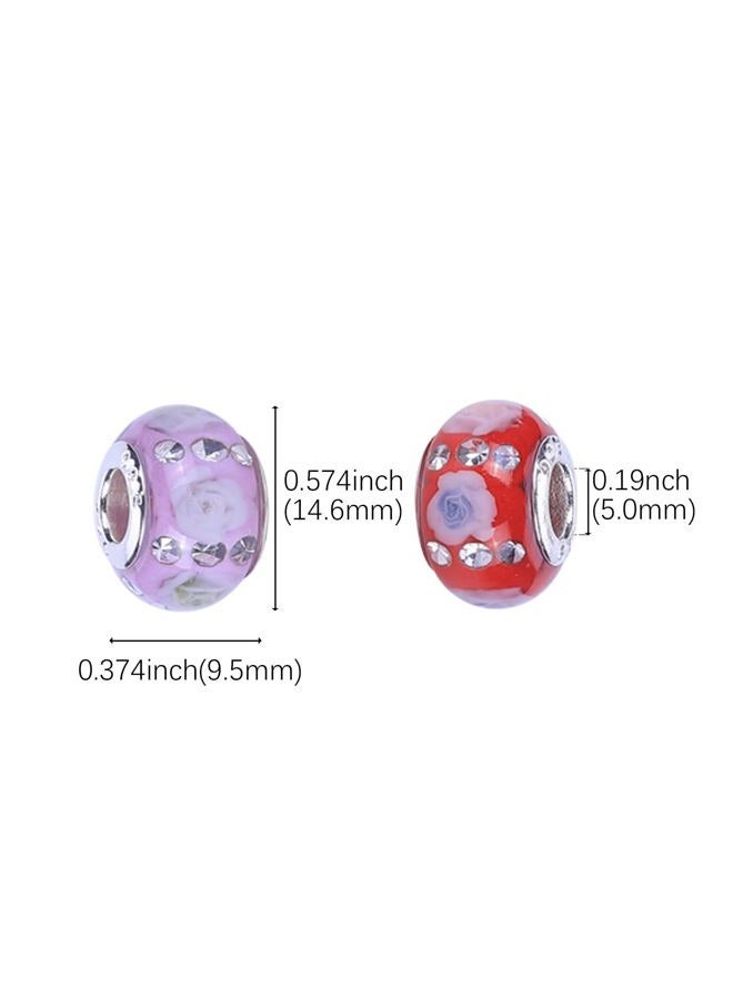 AIPRIDY Girls' Lucky Beads Lover Amber Beads, Big Hole Spacer Beads European Craft Murano Beads for DIY Charms Bracelet Jewelry Making (Rainbow) - Image 4