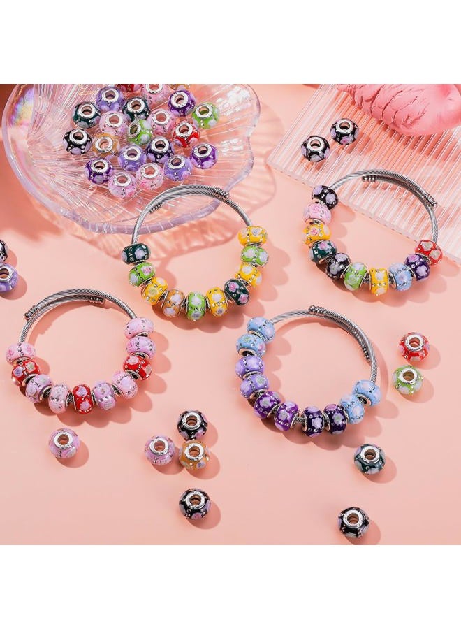 AIPRIDY Girls' Lucky Beads Lover Amber Beads, Big Hole Spacer Beads European Craft Murano Beads for DIY Charms Bracelet Jewelry Making (Rainbow) - Image 2