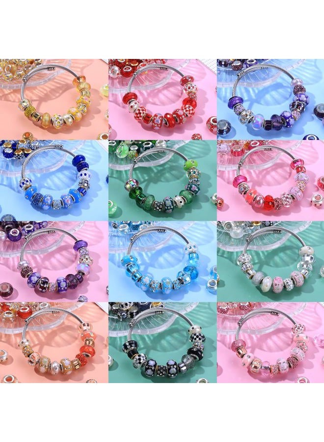 AIPRIDY Girls' Lucky Beads Lover Amber Beads, Big Hole Spacer Beads European Craft Murano Beads for DIY Charms Bracelet Jewelry Making (Rainbow) - Image 3