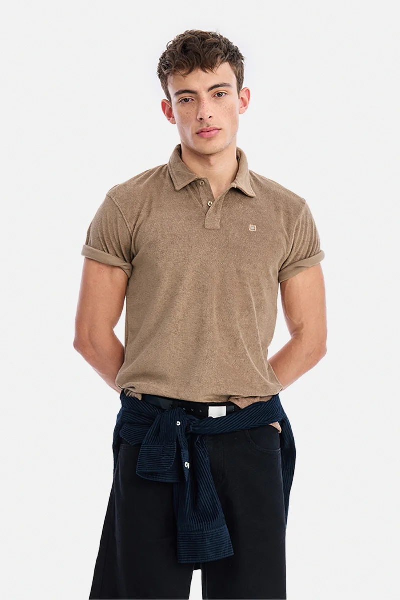 Brown Solid Short Sleeve Regular Fit Casual T-Shirt