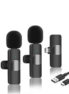 Generic 2 Pack Wireless Microphone, Compatible with Android, Plug-Play Mini Lapel Mic with Noise Reduction, for Video Recording, Live Streaming, TikTok, Interview, YouTube  - Image 1