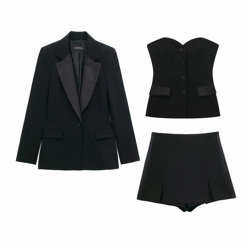 Spring Silk Blazer and Skirt Set Short Skirt - Image 4