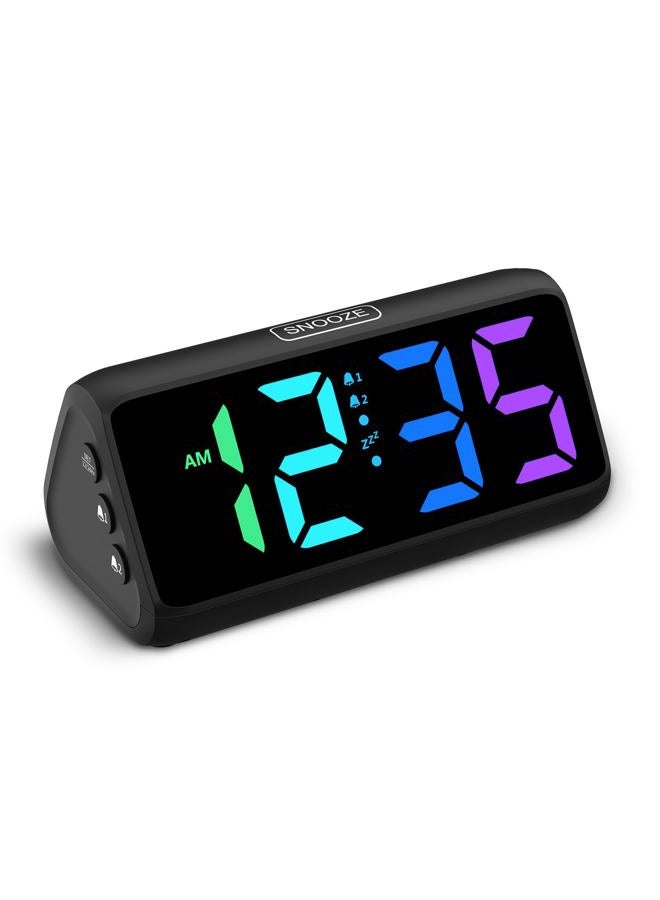 Netzu Loud Alarm Clock for Heavy Sleepers, RGB Alarm Clocks for Bedrooms Seniors Kids, Plug in Digital Clock with 5 Dimmers, 2 Alarms, 4 Volumes and Snooze - Image 1