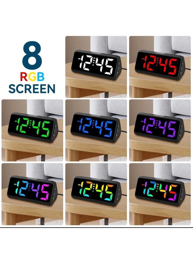 Netzu Loud Alarm Clock for Heavy Sleepers, RGB Alarm Clocks for Bedrooms Seniors Kids, Plug in Digital Clock with 5 Dimmers, 2 Alarms, 4 Volumes and Snooze - Image 2