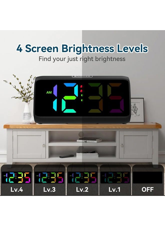 Netzu Loud Alarm Clock for Heavy Sleepers, RGB Alarm Clocks for Bedrooms Seniors Kids, Plug in Digital Clock with 5 Dimmers, 2 Alarms, 4 Volumes and Snooze - Image 5