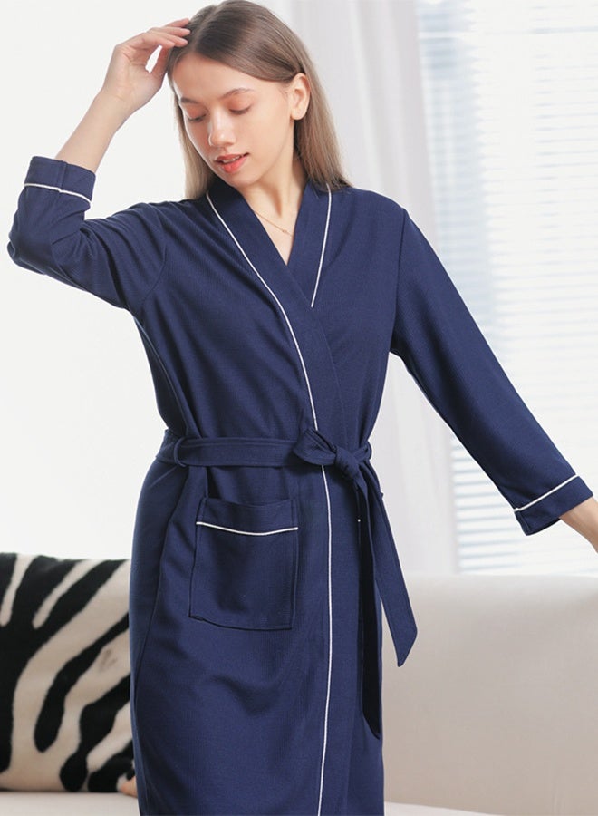 DUNISO Women's Waffle Kimono Bathrobe Short Sleeve Sleepwear Spa Robe Nightwear Nightgown Women Water Bathrobe Bridesmaid Robes Dressing Gown Autumn Robe - Image 4