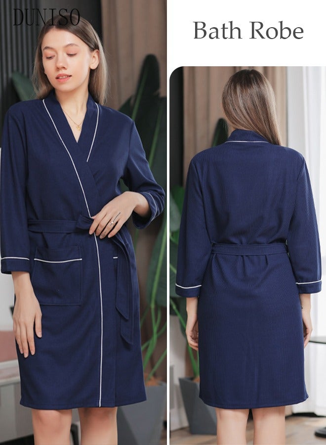 DUNISO Women's Waffle Kimono Bathrobe Short Sleeve Sleepwear Spa Robe Nightwear Nightgown Women Water Bathrobe Bridesmaid Robes Dressing Gown Autumn Robe  - Image 1