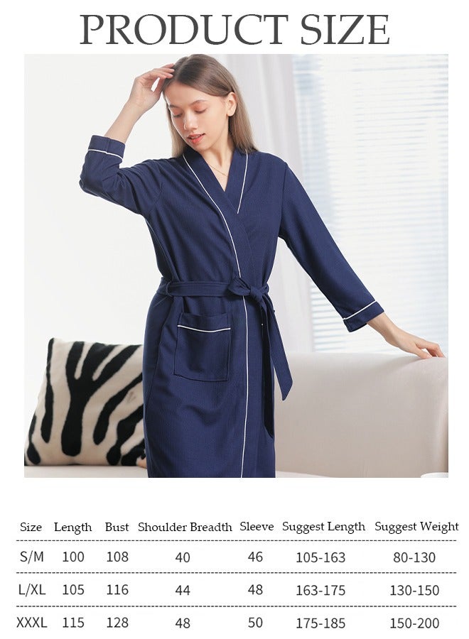 DUNISO Women's Waffle Kimono Bathrobe Short Sleeve Sleepwear Spa Robe Nightwear Nightgown Women Water Bathrobe Bridesmaid Robes Dressing Gown Autumn Robe  - Image 4