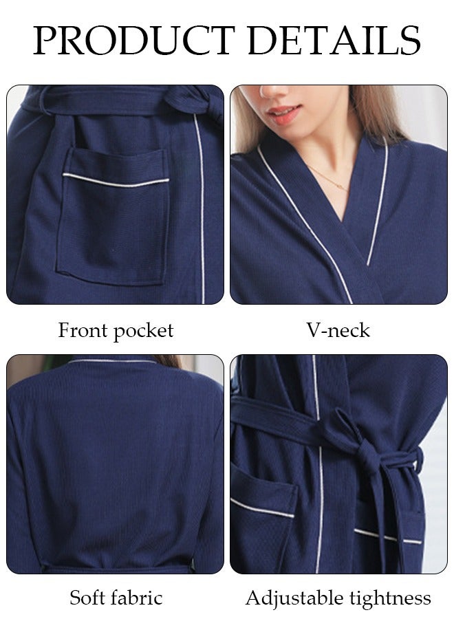 DUNISO Women's Waffle Kimono Bathrobe Short Sleeve Sleepwear Spa Robe Nightwear Nightgown Women Water Bathrobe Bridesmaid Robes Dressing Gown Autumn Robe  - Image 3