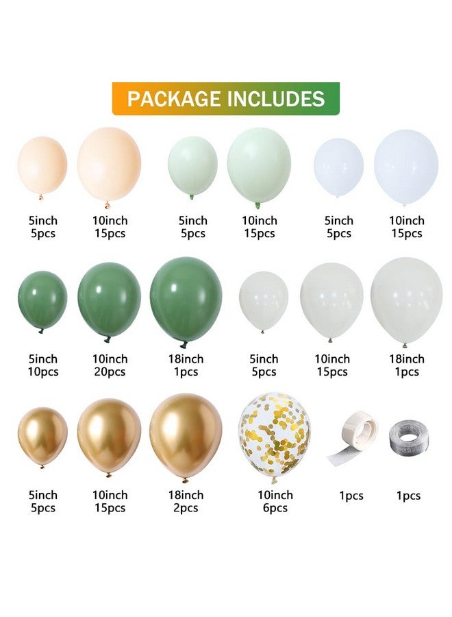 BALONAR Sage Green Sand Gold Balloons Garland Arch Kit140PCS White Nude Macaron Green Confetti Balloons for Safari Jungle Green Boho Baby Shower Bridal Shower Engagement Wedding Birthday Party Decorations  - Image 2