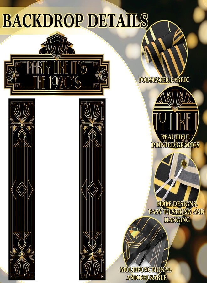 Oudain 3 Pcs 1920s Party Decorations Roaring 20s Decorations 1920s Themed Banner Party Porch Signs for Dance Black Gold Art Event Speakeasy Awards Night Halloween Hanging Supplies - Image 4