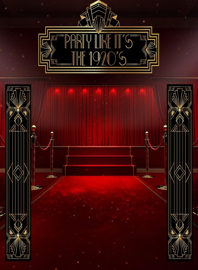 Oudain 3 Pcs 1920s Party Decorations Roaring 20s Decorations 1920s Themed Banner Party Porch Signs for Dance Black Gold Art Event Speakeasy Awards Night Halloween Hanging Supplies - Image 5