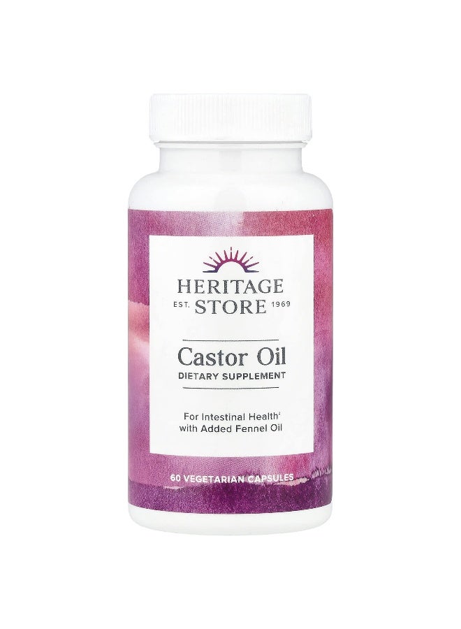 Heritage Store, Castor Oil, 60 Vegetarian Capsules (Packaging may vary) - Image 1
