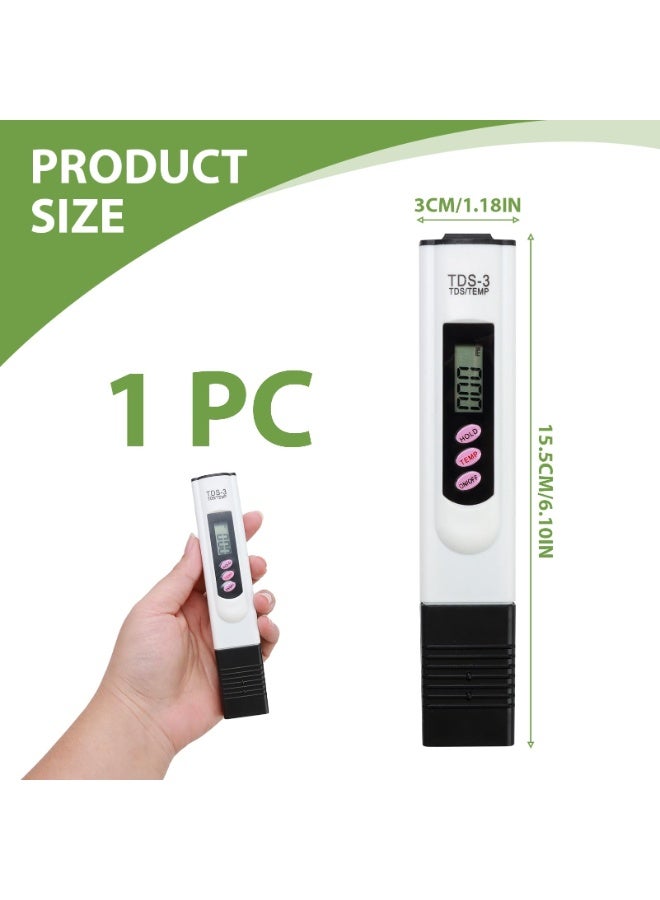 جهاز قياس جودة المياه TDS رقمي بشاشة LCD، مقياس محمول على شكل قلم، نطاق 0-9990 PPM بدقة ±2%، 3 في 1 لقياس TDS وEC ودرجة الحرارة، مناسب لماء الشرب، الأحواض، المسابح، الزراعة المائية، والمختبرات - Image 2