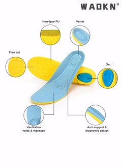 WAOKN Shoe Insoles for Men Women and Kids, Memory Foam Insoles, Comfortable Sports Shoe Inserts for Shock Absorption and Relieve Foot Pain, Plantar Fasciitis Arch Support Insoles  - Image 4