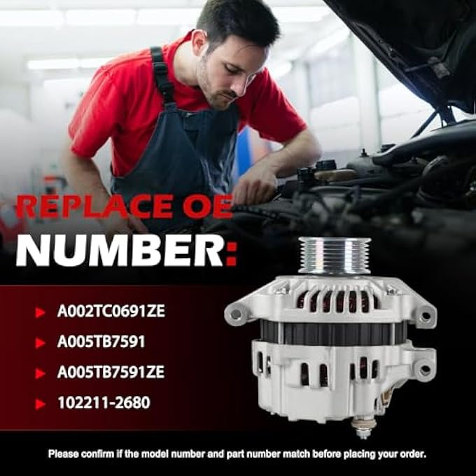 Autodevil 13966 Alternator 90Amp 12V Compatible with RSX CR-V 2002 2003 2004 2005 2006 OE A002TC0691ZE A005TB7591 A005TB7591ZE 102211-2680 - Image 3