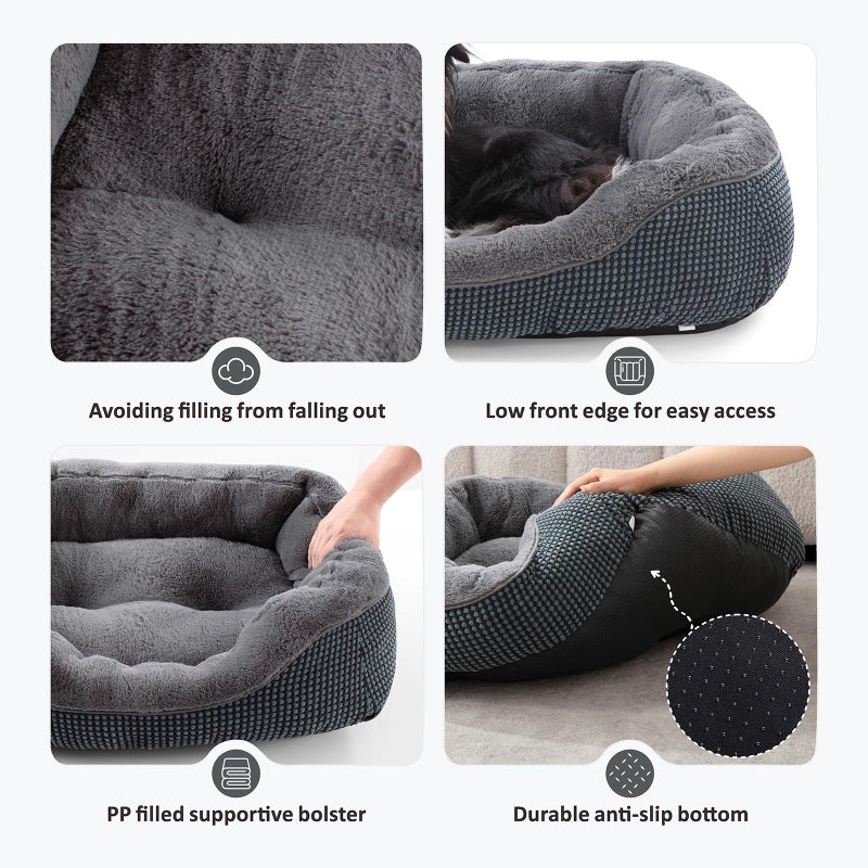 INVENHO Small Dog Bed for Small Dogs, Cat Beds for Indoor Cats Washable, Orthopedic Dog Bed, Warming Soft Calming Sleeping Puppy Bed Durable Pet Bed with Anti-Slip Bottom S(20"x19"x6") - Image 3