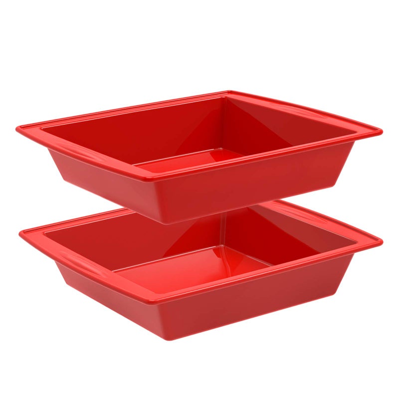 SILIVO 8 inch Square Cake Pans2 Pack 8x8 Baking Pan Nonstick Silicone Cake Molds for Brownie Cornbread and Cake