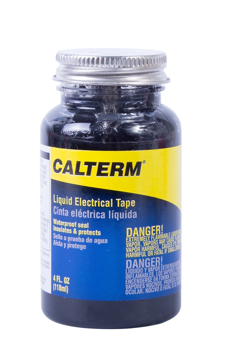 Calterm 71002 Liquid Electrical Tape, Easy-on, Waterproof, Indoor / Outdoor Use, 4 Oz. Jar, Black - Image 1