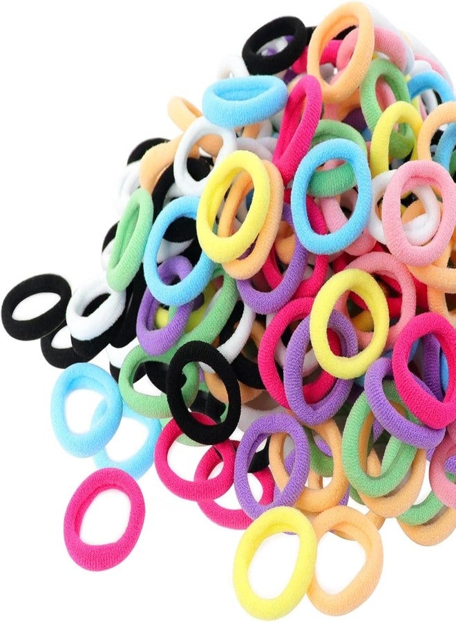 INSIME Small Rubber band for baby girls (100pcs) | Seamless Kids rubber bands for girls Soft cotton Baby rubber band for hair | Baby hair ties for baby girls ponytail holders - Image 1