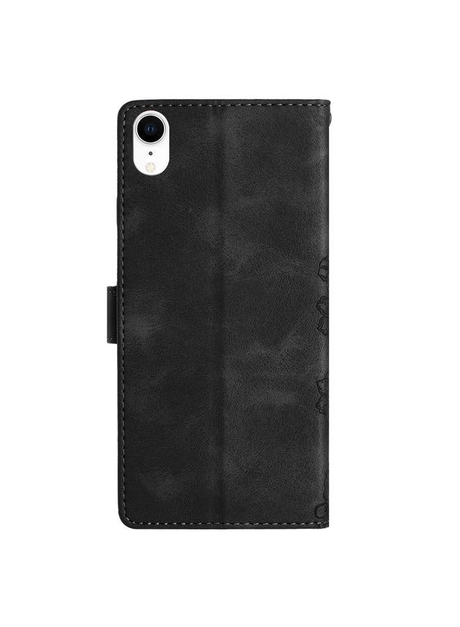 اس-توب جراب لهاتف iPhone XS / X مصنوع من مادة البولي يوريثان المنقوشة بنقشة زهور الكرز والفراشات - Image 3